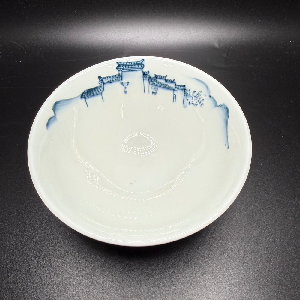 Steed Blue and White Porcelain Pagoda Landscape Bowl 5x2 Asian Decor Chinoiserie